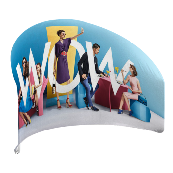 A Shaped Backdrop with fabric display